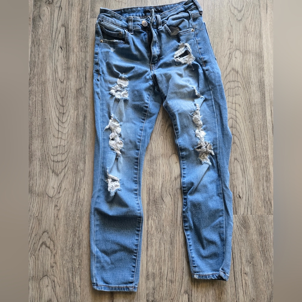 Aeropostale High Rise Jegging Skinny Jeans Distressed Size 4 Short